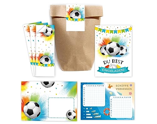 Minkocards 12 Einladungskarten zum Kindergeburtstag Junge Fußball Fussball incl. 12 Umschläge, 12 Partytüten/natur, 12 Aufkleber, 12 Schiffe versenken Einladungsset Minkocards 12 Einladungskarten zum Kindergeburtstag Junge Fußball Fussball incl. 12 Umschläge, 12 Partytüten/natur, 12 Aufkleber, 12 Schiffe versenken Einladungsset von Minkocards