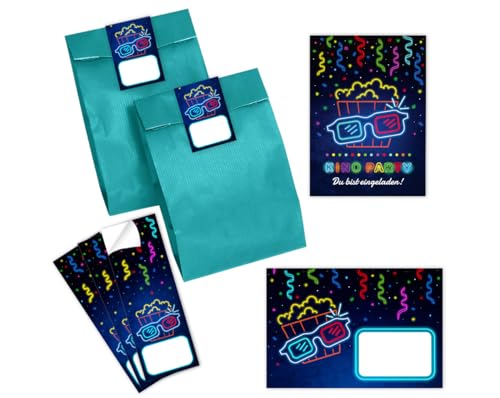 Minkocards 12 Einladungskarten zum Kindergeburtstag Kino Mädchen Jungen Einladung Jungsgeburtstag Mädchengeburtstag incl. 12 Umschläge, 12 Partytüten/petrol, 12 Aufkleber Minkocards 12 Einladungskarten zum Kindergeburtstag Kino Mädchen Jungen Einladung Jungsgeburtstag Mädchengeburtstag incl. 12 Umschläge, 12 Partytüten/petrol, 12 Aufkleber von Minkocards