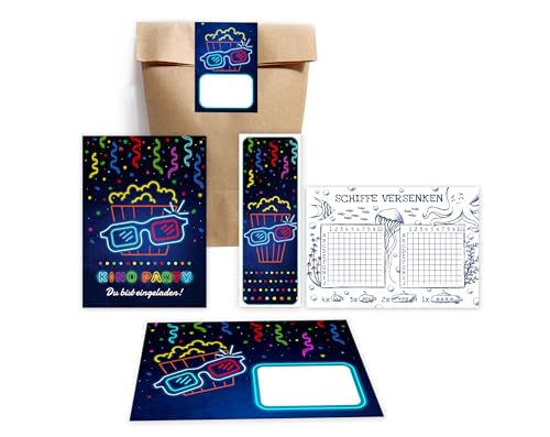 Minkocards 12 Einladungskarten zum Kindergeburtstag Kino Mädchen Jungen Jungsgeburtstag Mädchengeburtstag incl. 12 Umschläge, 12 Partytüten/natur, 12 Aufkleber, 12 Lesezeichen, 12 Schiffe versenken Minkocards 12 Einladungskarten zum Kindergeburtstag Kino Mädchen Jungen Jungsgeburtstag Mädchengeburtstag incl. 12 Umschläge, 12 Partytüten/natur, 12 Aufkleber, 12 Lesezeichen, 12 Schiffe versenken von Minkocards