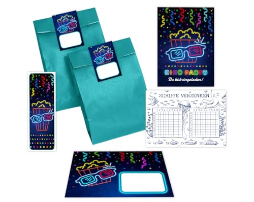 Minkocards 12 Einladungskarten zum Kindergeburtstag Kino Mädchen Jungen Jungsgeburtstag Mädchengeburtstag incl. 12 Umschläge, 12 Partytüten/petrol, 12 Aufkleber, 12 Lesezeichen, 12 Schiffe versenken Minkocards 12 Einladungskarten zum Kindergeburtstag Kino Mädchen Jungen Jungsgeburtstag Mädchengeburtstag incl. 12 Umschläge, 12 Partytüten/petrol, 12 Aufkleber, 12 Lesezeichen, 12 Schiffe versenken von Minkocards