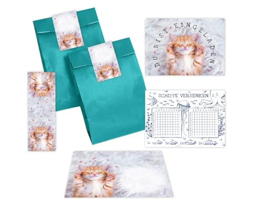 Minkocards 12 Einladungskarten zum Kindergeburtstag Mädchen Katze Einladungen zum Mädchengeburtstag incl. 12 Umschläge, 12 Partytüten/petrol, 12 Aufkleber, 12 Lesezeichen, 12 Schiffe versenken Minkocards 12 Einladungskarten zum Kindergeburtstag Mädchen Katze Einladungen zum Mädchengeburtstag incl. 12 Umschläge, 12 Partytüten/petrol, 12 Aufkleber, 12 Lesezeichen, 12 Schiffe versenken von Minkocards