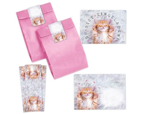 Minkocards 12 Einladungskarten zum Kindergeburtstag Mädchen Katze Einladungen zum Mädchengeburtstag incl. 12 Umschläge, 12 Partytüten/rosa, 12 Aufkleber, 12 Lesezeichen Minkocards 12 Einladungskarten zum Kindergeburtstag Mädchen Katze Einladungen zum Mädchengeburtstag incl. 12 Umschläge, 12 Partytüten/rosa, 12 Aufkleber, 12 Lesezeichen von Minkocards