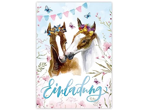 Minkocards 12 Einladungskarten zum Kindergeburtstag Mädchen Pferde Einladungen zum Geburtstag Kinder bunte Geburtstagseinladungen Minkocards 12 Einladungskarten zum Kindergeburtstag Mädchen Pferde Einladungen zum Geburtstag Kinder bunte Geburtstagseinladungen von Minkocards