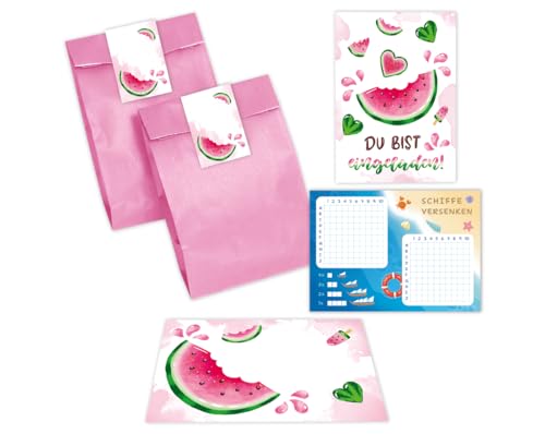 Minkocards 12 Einladungskarten zum Kindergeburtstag Wassermelone Mädchen Einladung Mädchengeburtstag incl. 12 Umschläge, 12 Partytüten/rosa, 12 Aufkleber, 12 Schiffe versenken Minkocards 12 Einladungskarten zum Kindergeburtstag Wassermelone Mädchen Einladung Mädchengeburtstag incl. 12 Umschläge, 12 Partytüten/rosa, 12 Aufkleber, 12 Schiffe versenken von Minkocards