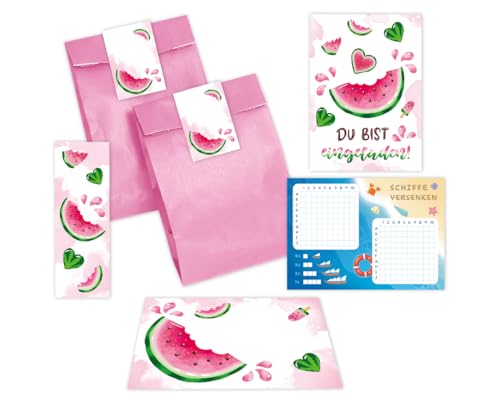 Minkocards 12 Einladungskarten zum Kindergeburtstag Wassermelone Mädchen Mädchengeburtstag incl. 12 Umschläge, 12 Partytüten/rosa, 12 Aufkleber, 12 Lesezeichen, 12 Schiffe versenken Minkocards 12 Einladungskarten zum Kindergeburtstag Wassermelone Mädchen Mädchengeburtstag incl. 12 Umschläge, 12 Partytüten/rosa, 12 Aufkleber, 12 Lesezeichen, 12 Schiffe versenken von Minkocards