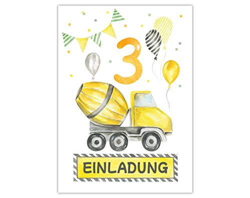 Minkocards 12 Einladungskarten zum dritten Kindergeburtstag 3. Geburtstag Jungen Jungs Baustelle Einladungen zum Geburtstag Kinder bunte Geburtstagseinladungen Minkocards 12 Einladungskarten zum dritten Kindergeburtstag 3. Geburtstag Jungen Jungs Baustelle Einladungen zum Geburtstag Kinder bunte Geburtstagseinladungen von Minkocards