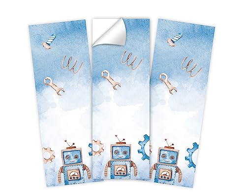 Minkocards 16 Aufkleber Roboter Verpackung von Geschenken für Jungsgeburtstag Etiketten für Geschenkverpackung von Minkocards