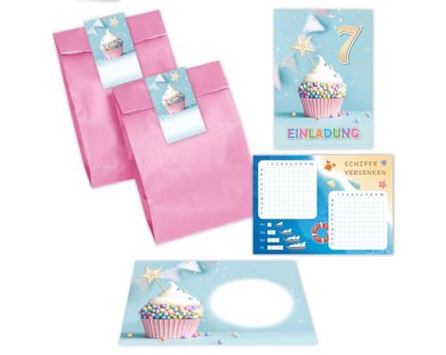 Minkocards 6 Einladungskarten incl. 6 Umschläge zum 7. Kindergeburtstag Mädchen Jungen Muffin Einladungen siebte Geburtstag Kinder incl. 6 Umschläge, 6 Tüten/rosa, 6 Aufkleber, 6 Schiffe versenken Minkocards 6 Einladungskarten incl. 6 Umschläge zum 7. Kindergeburtstag Mädchen Jungen Muffin Einladungen siebte Geburtstag Kinder incl. 6 Umschläge, 6 Tüten/rosa, 6 Aufkleber, 6 Schiffe versenken von Minkocards
