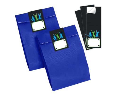 Minkocards 6 Geschenktüten (blau) + 6 Aufkleber Jump Geschenktüten für Mitgebsel Mädchen Jungen Gastgeschenk einpacken beim Kindergeburtstag von Minkocards
