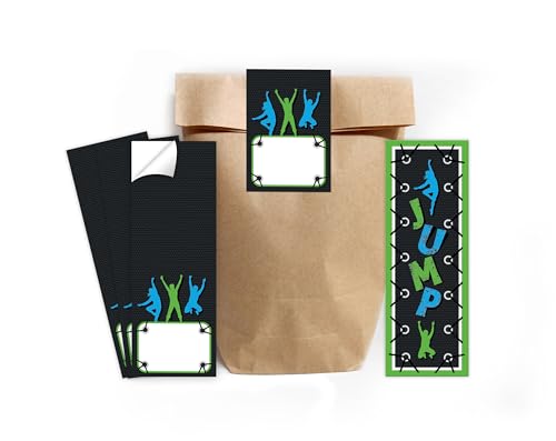 Minkocards 6 Lesezeichen + 6 Geschenktüten (Natur) + 6 Aufkleber Jump Mitgebsel Mädchen Jungen Gastgeschenke für Kindergeburtstag Jungsgeburtstag Mädchengeburtstag von Minkocards