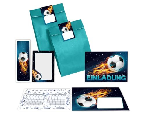 Minkocards 8 Einladungskarten Kindergeburtstag Junge Fussball Einladungen Jungsgeburtstag Fußball incl. 8 Umschläge, 8 Tüten/petrol, 8 Aufkleber, 8 Lesezeichen, 8 Blöcke, 8 Schiffe versenken Minkocards 8 Einladungskarten Kindergeburtstag Junge Fussball Einladungen Jungsgeburtstag Fußball incl. 8 Umschläge, 8 Tüten/petrol, 8 Aufkleber, 8 Lesezeichen, 8 Blöcke, 8 Schiffe versenken von Minkocards