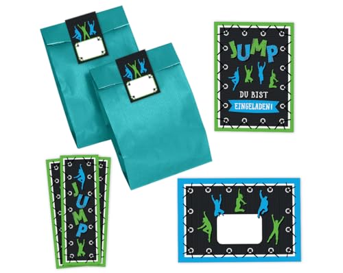 Minkocards 8 Einladungskarten Kindergeburtstag Jungen Mädchen Jump Trampolin Einladungen Jungsgeburtstag Mädchengeburtstag incl. 8 Umschläge, 8 Partytüten/petrol, 8 Aufkleber, 8 Lesezeichen Minkocards 8 Einladungskarten Kindergeburtstag Jungen Mädchen Jump Trampolin Einladungen Jungsgeburtstag Mädchengeburtstag incl. 8 Umschläge, 8 Partytüten/petrol, 8 Aufkleber, 8 Lesezeichen von Minkocards