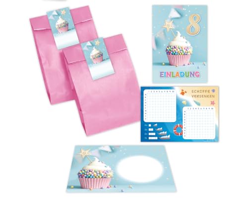 Minkocards 8 Einladungskarten incl. 8 Umschläge zum 8. Kindergeburtstag Mädchen Jungen Muffin Einladungen achte Geburtstag Kinder incl. 8 Umschläge, 8 Tüten/rosa, 8 Aufkleber, 8 Schiffe versenken Minkocards 8 Einladungskarten incl. 8 Umschläge zum 8. Kindergeburtstag Mädchen Jungen Muffin Einladungen achte Geburtstag Kinder incl. 8 Umschläge, 8 Tüten/rosa, 8 Aufkleber, 8 Schiffe versenken von Minkocards