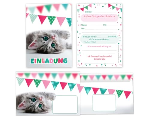 Minkocards 8 Einladungskarten incl. 8 Umschläge zum Kindergeburtstag Mädchen Jungen Katze coole bunte Einladungen Geburtstag Kinder Mädchengeburtstag Jungsgeburtstag Minkocards 8 Einladungskarten incl. 8 Umschläge zum Kindergeburtstag Mädchen Jungen Katze coole bunte Einladungen Geburtstag Kinder Mädchengeburtstag Jungsgeburtstag von Minkocards