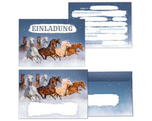 Minkocards 8 Einladungskarten incl. 8 Umschläge zum Kindergeburtstag Mädchen Pferd Pferde Einladungen zum Geburtstag Kinder Einladungsset von Minkocards