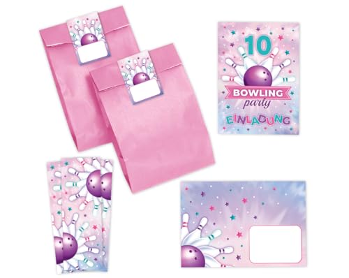 Minkocards 8 Einladungskarten zum 10. Kindergeburtstag Bowling Mädchen Bowling-Party Einladungen zehnte Mädchengeburtstag incl. 8 Umschläge, 8 Partytüten/rosa, 8 Aufkleber, 8 Lesezeichen Minkocards 8 Einladungskarten zum 10. Kindergeburtstag Bowling Mädchen Bowling-Party Einladungen zehnte Mädchengeburtstag incl. 8 Umschläge, 8 Partytüten/rosa, 8 Aufkleber, 8 Lesezeichen von Minkocards