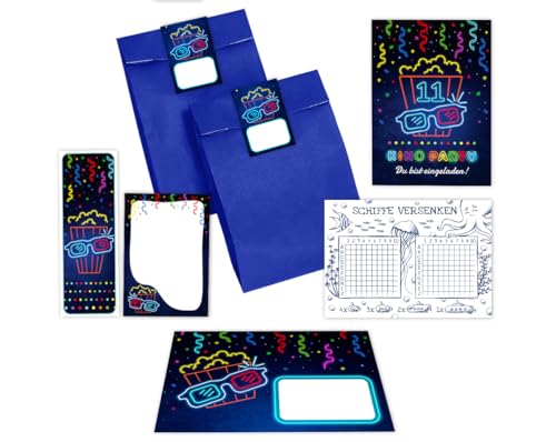 Minkocards 8 Einladungskarten zum 11. Kindergeburtstag Kino Mädchen Jungen Einladungen elfte Geburtstag incl. 8 Umschläge, 8 Tüten/blau, 8 Aufkleber, 8 Lesezeichen, 8 Blöcke, 8 Schiffe versenken Minkocards 8 Einladungskarten zum 11. Kindergeburtstag Kino Mädchen Jungen Einladungen elfte Geburtstag incl. 8 Umschläge, 8 Tüten/blau, 8 Aufkleber, 8 Lesezeichen, 8 Blöcke, 8 Schiffe versenken von Minkocards