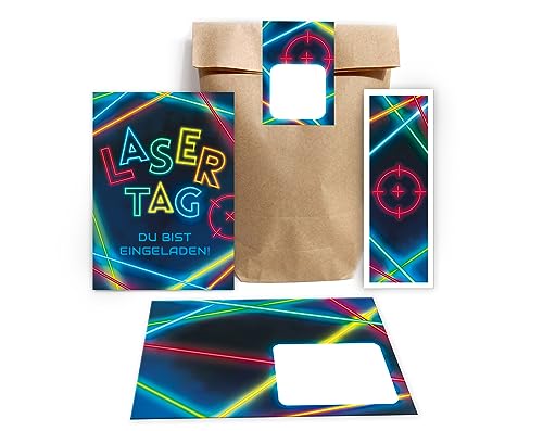 Minkocards 8 Einladungskarten zum Kindergeburtstag Lasertag Laser Tag bunt Mädchen Jungen incl. 8 Umschläge, 8 Partytüten/natur, 8 Aufkleber, 8 Lesezeichen Einladungsset Minkocards 8 Einladungskarten zum Kindergeburtstag Lasertag Laser Tag bunt Mädchen Jungen incl. 8 Umschläge, 8 Partytüten/natur, 8 Aufkleber, 8 Lesezeichen Einladungsset von Minkocards