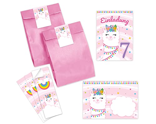 Minkocards 8 Einladungskarten zum siebten Kindergeburtstag 7. Geburtstag Mädchen Lama incl. 8 Umschläge, 8 Partytüten/rosa, 8 Aufkleber Einladungsset Minkocards 8 Einladungskarten zum siebten Kindergeburtstag 7. Geburtstag Mädchen Lama incl. 8 Umschläge, 8 Partytüten/rosa, 8 Aufkleber Einladungsset von Minkocards