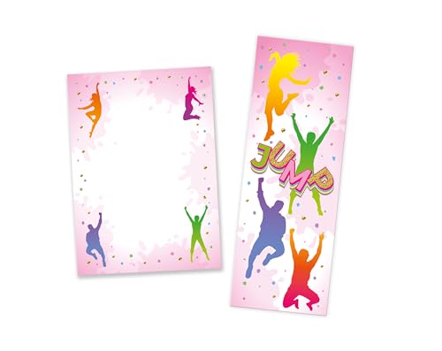 Mitgebsel Kindergeburtstag Mädchen 8 Lesezeichen + 8 Mini-Notizblöcke (A7-Format) Jump Trampolin Gastgeschenke für Kinder Mädchen Mädchengeburtstag von Minkocards
