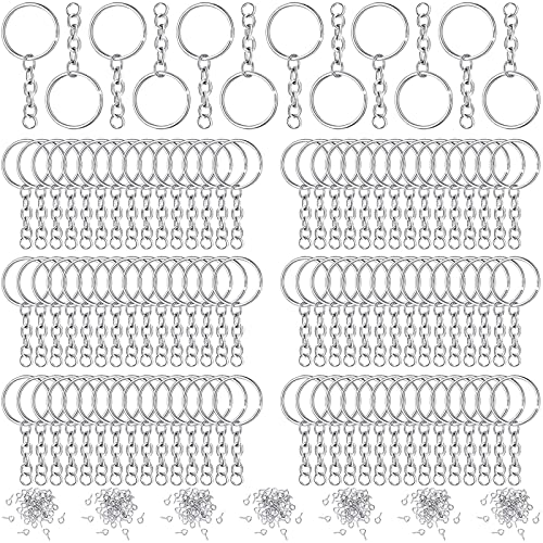 Brateuanoii 360 Stück Schlüsselringe, Schlüsselanhänger Basteln, Schlüsselanhänger Rohlinge, für Schlüssel Handwerk DIY, Schmuckherstellung Silber von Minlon