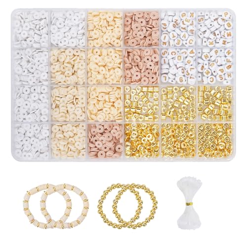 Minnhua 2175 Stück Clay Perlen Set Perlen für Armbänder Clay Beads Set 6mm Flache Perlen zum Auffädeln Buchstaben Perlen Basteln Perlenset für Armbänder Selber Machen Halskette Fußkettchen DIY von Minnhua
