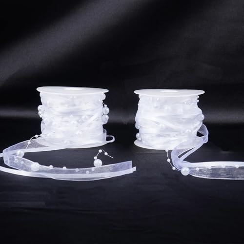 Minnhua 2PCS Perlenband 14m Geschenkband Perlengirlande Chiffon Band Dekoband Schmuckband Organzaband Trendyband Schönes Band Satinband für Hochzeit Dekoration Brautstrauß Geschenk Verpacken Weiss Minnhua 2PCS Perlenband 14m Geschenkband Perlengirlande Chiffon Band Dekoband Schmuckband Organzaband Trendyband Schönes Band Satinband für Hochzeit Dekoration Brautstrauß Geschenk Verpacken Weiss von Minnhua