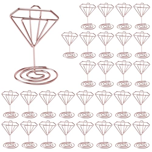 Minnhua 30 Stück Photocard Holder, Metall Tischnummernhalter, Tischnummern Hochzeit Menükartenhalter Fotohalter, Tischkartenhalter für Hochzeiten, Jubiläen, Partys (Roségold Diamant) von Minnhua