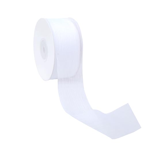 Minnhua 45 m × 3,8 cm Geschenkband Breit, Zerknittert Ribbon, Stoffband, Schleifenband Hochzeit für Kleid Hochzeit, Geburtstag Geschenke,Satin Dekoband, Deko Band Geschenkverpackung (Weiß) von Minnhua