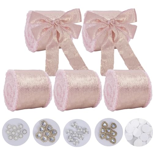 Minnhua 5 Rollen Schleifenband Rosarot Geschenkband Hochzeit Seidenband 4cm x 6.3m Glitzerband Dekoband Geschenken Stoffband mit 72PCS Zubehör für Geschenkverpackung Hochzeitseinladungen Minnhua 5 Rollen Schleifenband Rosarot Geschenkband Hochzeit Seidenband 4cm x 6.3m Glitzerband Dekoband Geschenken Stoffband mit 72PCS Zubehör für Geschenkverpackung Hochzeitseinladungen von Minnhua
