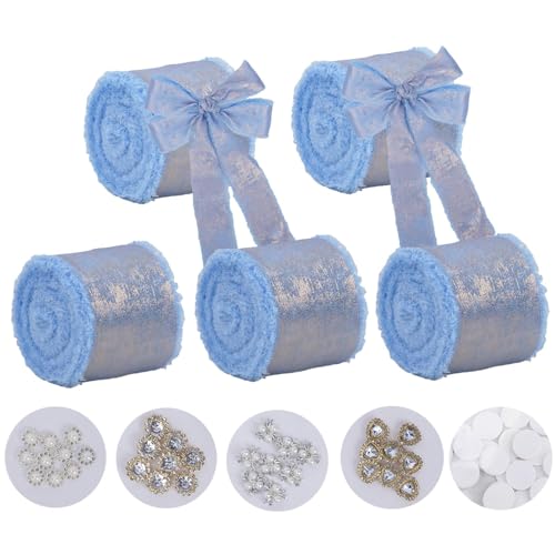 Minnhua 5PCS Schleifenband Blau Geschenkband Hochzeit Seidenband 4cm x 6.3m Glitzerband Dekoband Geschenken Stoffband mit 72PCS Zubehör für Geschenkverpackung Hochzeitseinladungen Blumenarrangement Minnhua 5PCS Schleifenband Blau Geschenkband Hochzeit Seidenband 4cm x 6.3m Glitzerband Dekoband Geschenken Stoffband mit 72PCS Zubehör für Geschenkverpackung Hochzeitseinladungen Blumenarrangement von Minnhua