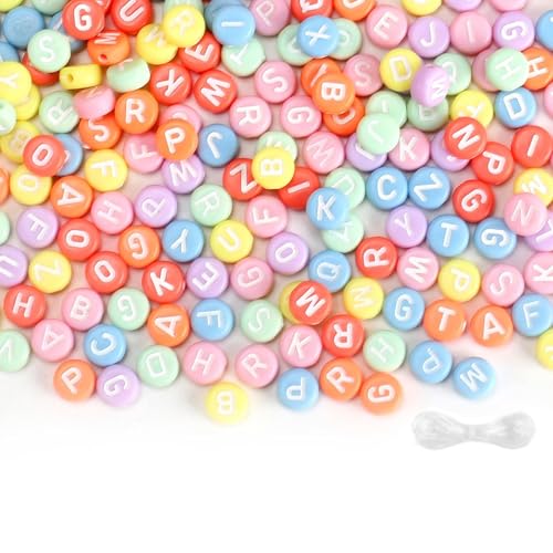 Minnhua 3500PCS Buchstabenperlen A-Z Buchstaben Perlen 7mm Perlen mit Buchstaben Bunte Perlen für Armbänder Perlen Buchstaben Acrylperlen Alphabet Beads mit 3m Schnur für Schmuckherstellung DIY Weiß von Minnhua
