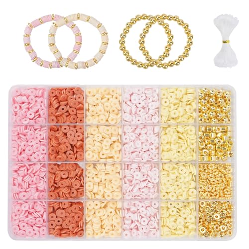 Minnhua 2795 Stück Clay Perlen für Armbänder Perlen Set Clay Beads Set 6mm Flache Perlen zum Auffädeln Buchstaben Perlen Basteln Perlenset für Armbänder Selber Machen Halskette Fußkettchen DIY von Minnhua