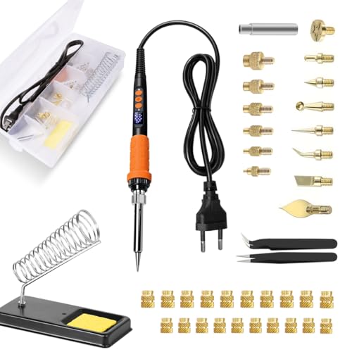Mintion Gewindeeinsatz Lötspitzen Set, 90W Lötkolbensatz digitaler Temperaturregelung, M3 Gewindeeinsätze für 3D Druck, Lötspitzen M2-M8, Heat Set Einsätze Werkzeug, 3D Druck Zubehör, Heat Set Trim von Mintion