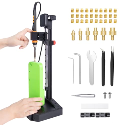 Mintion PRO Heat Set Insert Tool 90W, Gewindeeinsatz Einschmelzgewinde Kit, 30x M3 Gewindeeinsätze, Lötspitzen, Einschmelz Gewindeeinsatz Presswerkzeug 210mm Linearführung Für 3D Druckteile Zubehör von Mintion