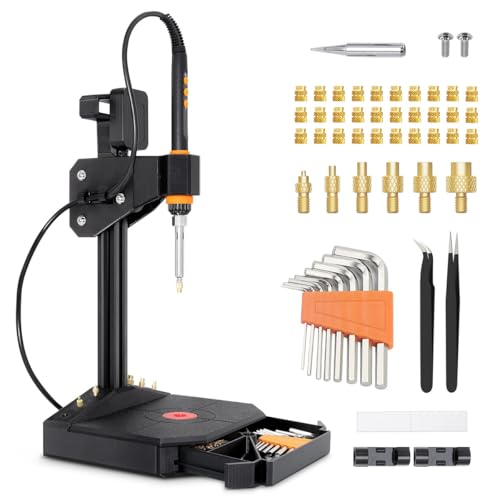 Vertikales Einschmelzwerkzeug für Gewindeeinsätze, Mintion Gewindeeinsatz-Pressmaschine, Einschmelzhilfe mit 90W Lötkolben für 3D Druck, 30pcs Gewindeeinsatz M3, M2-M8 Lötspitzen, 3D Druck Werkzeug Vertikales Einschmelzwerkzeug für Gewindeeinsätze, Mintion Gewindeeinsatz-Pressmaschine, Einschmelzhilfe mit 90W Lötkolben für 3D Druck, 30pcs Gewindeeinsatz M3, M2-M8 Lötspitzen, 3D Druck Werkzeug von Mintion