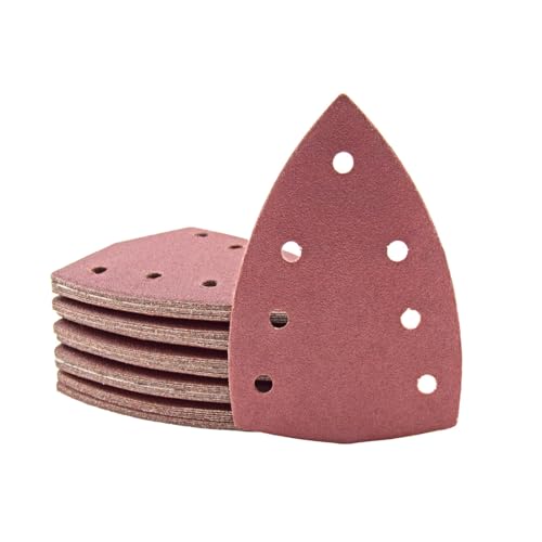 MioTools Fox Klett-Schleifblätter, 150 x 100 mm, 7-Loch, f. Deltaschleifer, Normalkorund (50 Stk.) K180 von MioTools