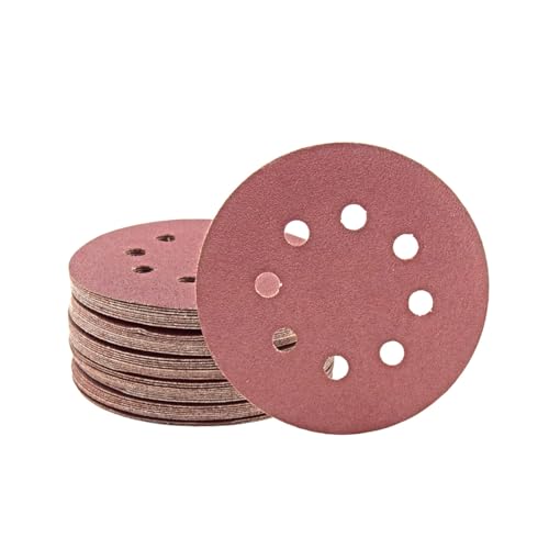 MioTools Fox Klett-Schleifscheiben, 125 mm, 8-Loch, f. Exzenterschleifer, Normalkorund (50 Stk.) K80 von MioTools