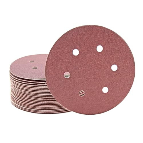 MioTools Fox Klett-Schleifscheiben, 150 mm, 6-Loch, f. Exzenterschleifer, Normalkorund (50 Stk.) K80 von MioTools