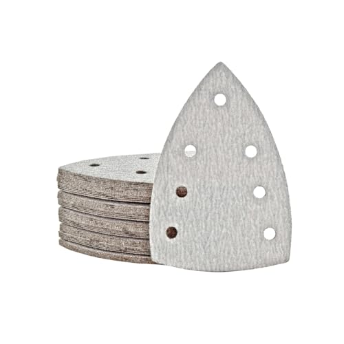 MioTools Shark Klett-Schleifblätter, 150 x 100 mm, 7-Loch, f. Deltaschleifer, Normalkorund (50 Stk.) K400 von MioTools