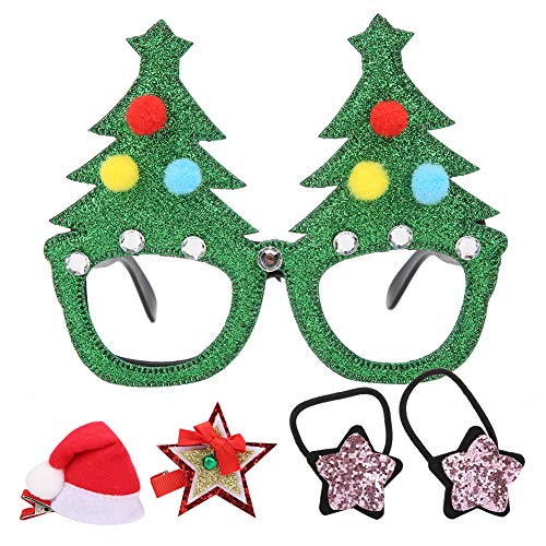 Partybrille mit Glitzer, Weihnachtsdekoration, Kostümbrille, Brillengestell für Kinder und Erwachsene, verschiedene Stile (grün) von Miokycl