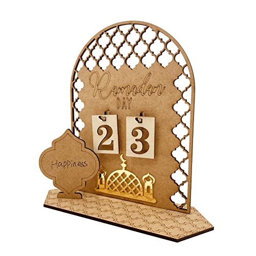 Mioloe Ramadan Kalender, Eid Mubarak Dekoration DIY Holz Ramadan Countdown Kalender Ornament Ramadan Mubarak Dekoration Eid Ramadan Geschenke für Kinder (02) von Mioloe