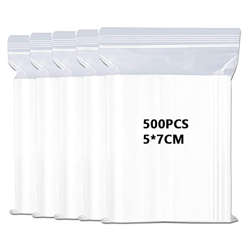 Miorkly Druckverschlussbeutel 500pcs Wiederverwendbarer zip Beutel, Plastiktüten mit Verschluss, Dickes Design(100μM) und Gute Versiegelung(50 * 70mm) von Miorkly