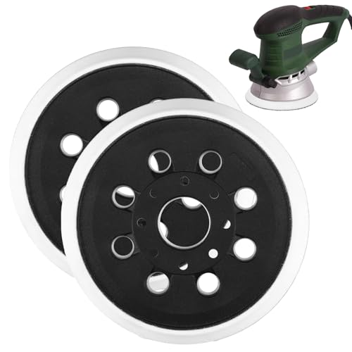 Miosugo 2 Stück 125mm Professional Schleiftelle, 8-Loch Klett Schleifteller, Rail-type sanding machine backplate, Ersatzteil für die Rückwandpolsterung der Schleifmaschine (8 Löcher 8 Augen) von Miosugo