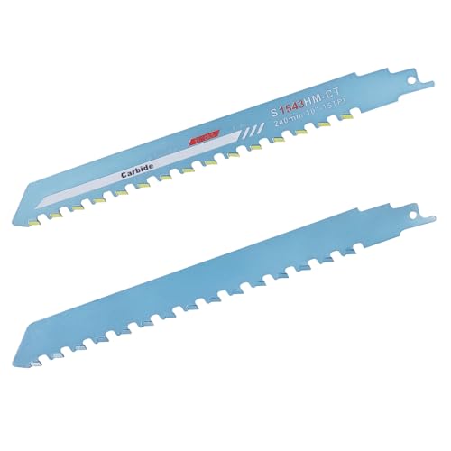 Miosugo 2 Stück Hartmetall Säbelsägeblatt, Hartmetall Stichsägeblatt, Holz Stein Sägeblatt, Geeignet für porösen Beton, rote Ziegelsteine und Faserzement(Blau) (10 Zoll) von Miosugo