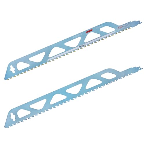 Miosugo 2 Stück Hartmetall Säbelsägeblatt, Hartmetall Stichsägeblatt, Holz Stein Sägeblatt, Geeignet für porösen Beton, rote Ziegelsteine und Faserzement(Blau) (20 Zoll) von Miosugo