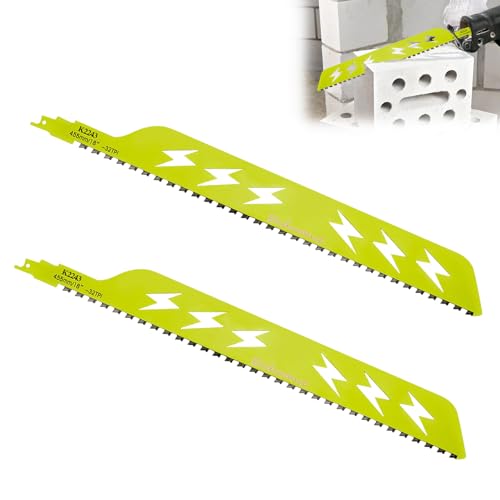 Miosugo 2 Stück Hartmetall Säbelsägeblatt, Hartmetall Stichsägeblatt, Holz Stein Sägeblatt, Geeignet für porösen Beton, rote Ziegelsteine und Faserzement (18 Zoll) von Miosugo
