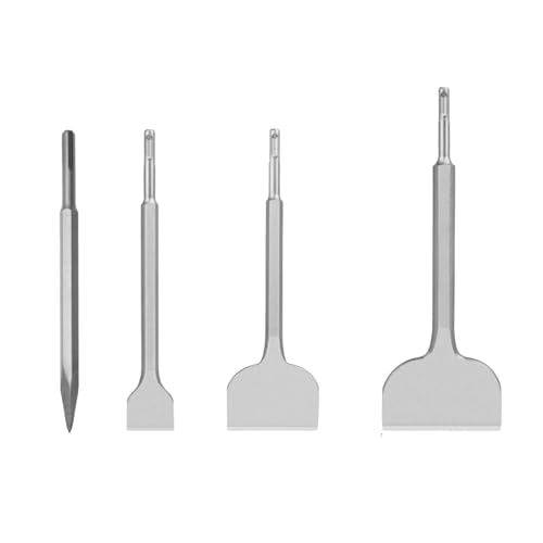 Miosugo 4 Stück SDS Plus Meißel Set, Fliesenmeißel Set, Meißelset für Beton, Mauerwerk, Fliesen, Fliesenkleber, Naturstein von Miosugo