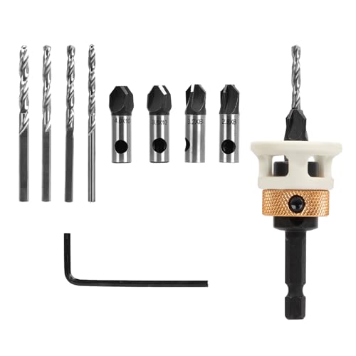 Miosugo Countersink Drill Bit Set, Bohrsenker mit Tiefenanschlag, 1/4" Hex Schaft, präzise Bohrungen, für Holzverarbeitung Miosugo Countersink Drill Bit Set, Bohrsenker mit Tiefenanschlag, 1/4" Hex Schaft, präzise Bohrungen, für Holzverarbeitung von Miosugo