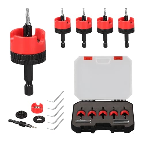 Miosugo Countersink Drill Bit Set, Bohrsenker mit Tiefenanschlag, 1/4" Hex Schaft, präzise Bohrungen, mit Aufbewahrungsbox, für Holzverarbeitung von Miosugo